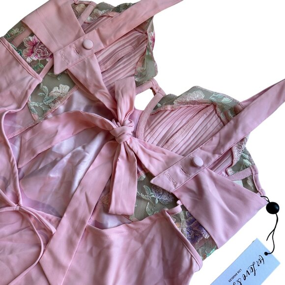 NWT! RARE! For Love and Lemons x Victoria's Secret Watercolor Slip Dress Large - Picture 9 of 16